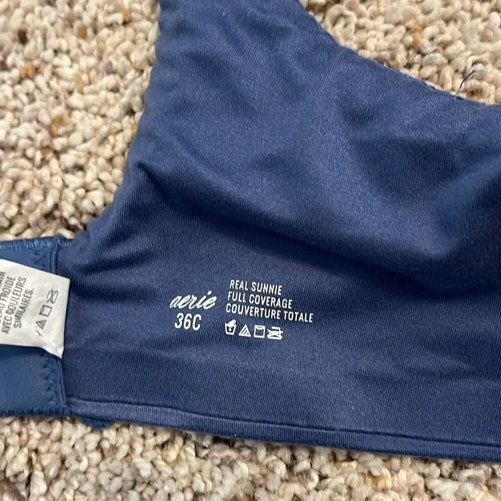 Aerie Real Sunnie Lightly Lined Blue Blossom‎ Bra 36C